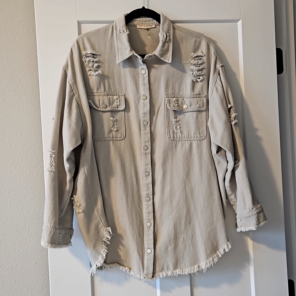 Distressed Shacket